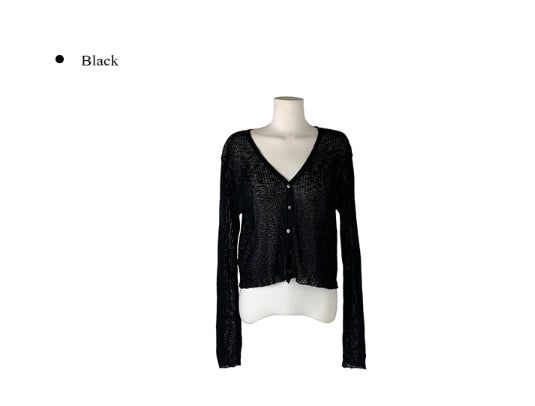 Myou V-neck See-through Button Cardigan