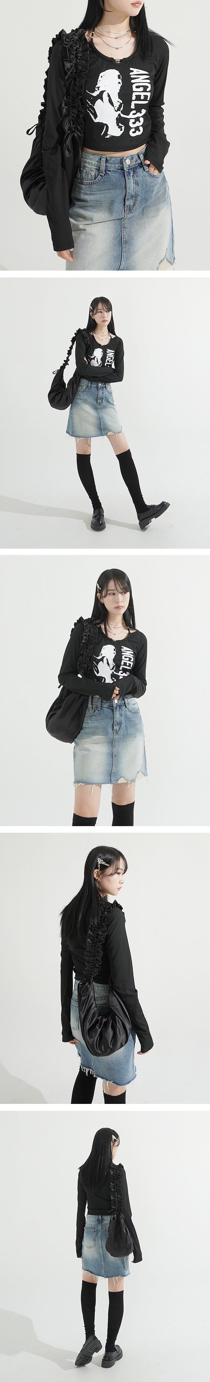 Satin Shirring Strap Shoulder Bag