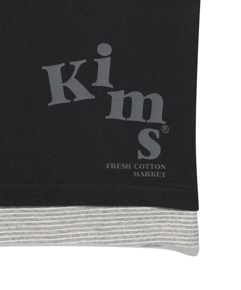 Muse Stripe Layered Tee Charcoal (KIB6MFT520A)