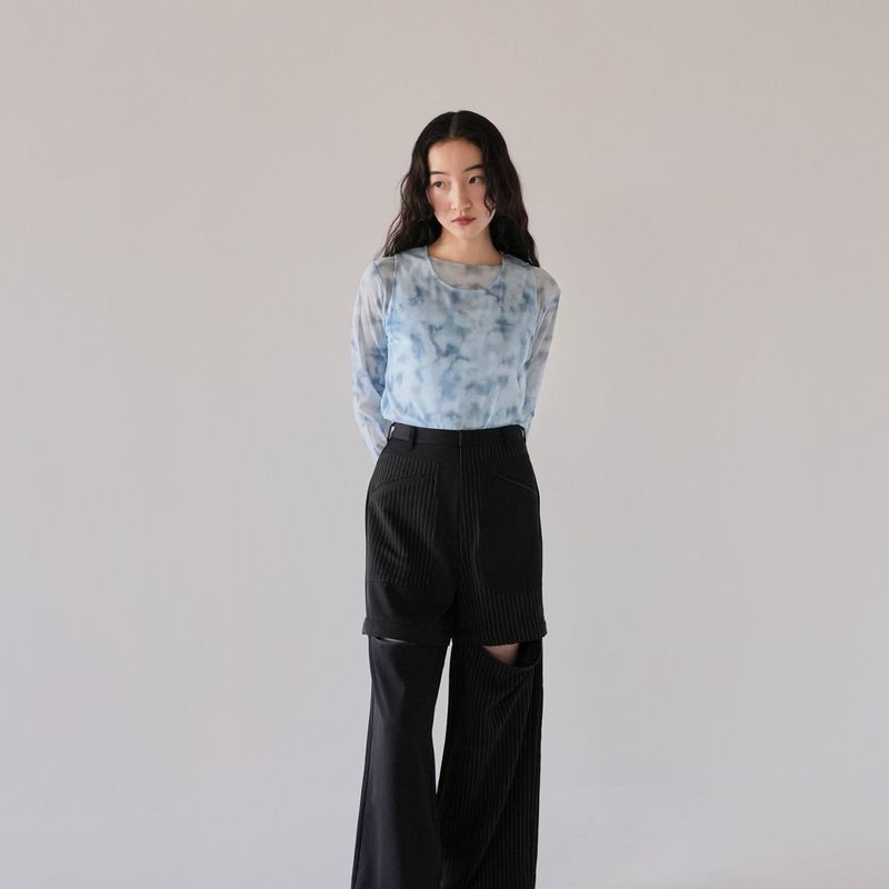 sheer marble layered tops