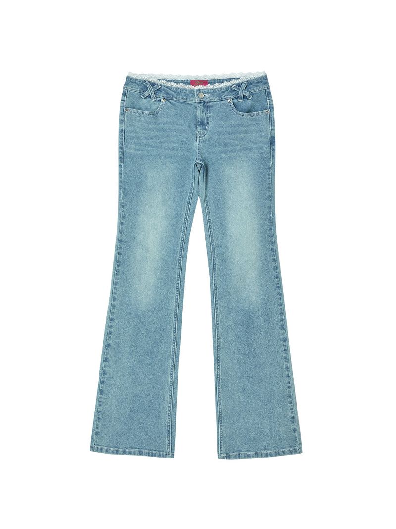 LACE BOOTCUT DENIM PANTS BLUE