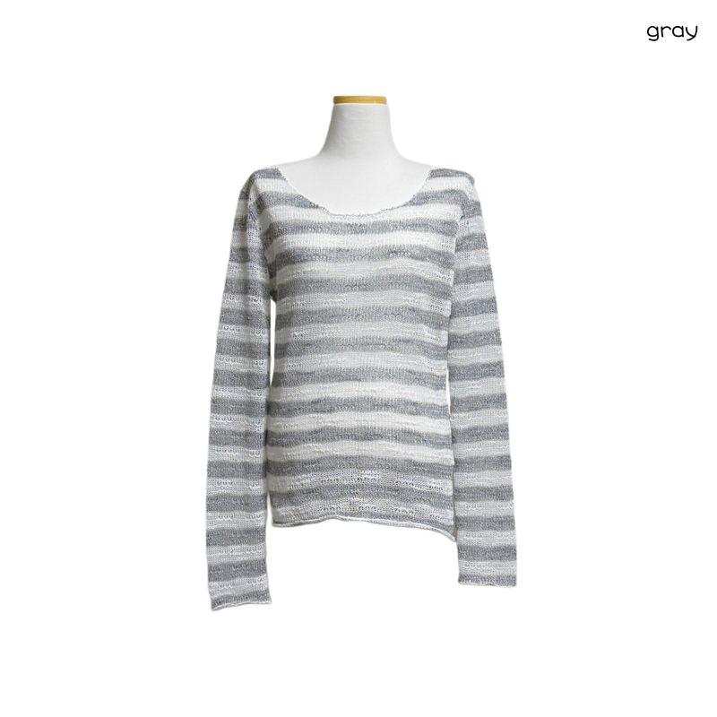 (2color) Border Sheer Openwork Knit