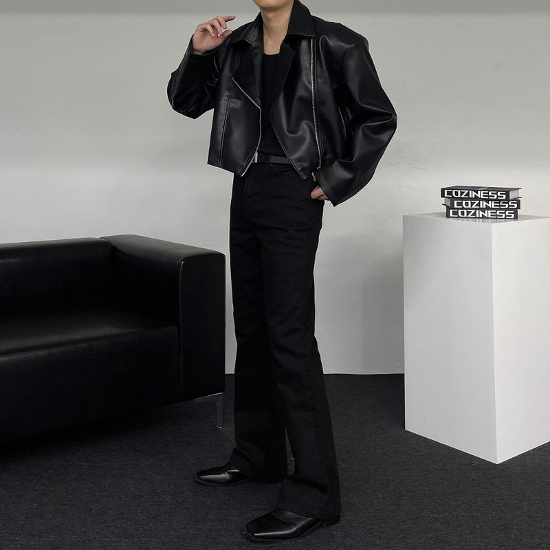 90's Youth Crop Leather Rider Jacket