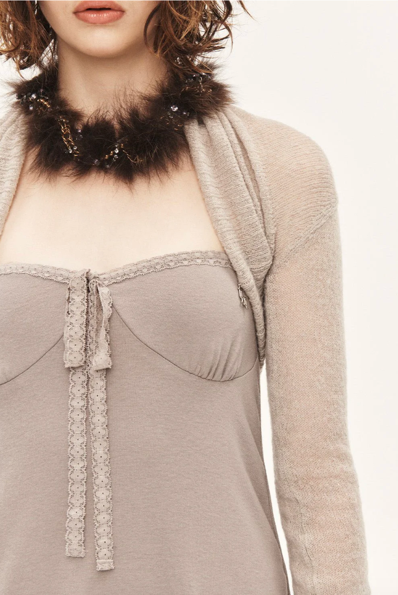 Angel shawl bolero - beige gray 