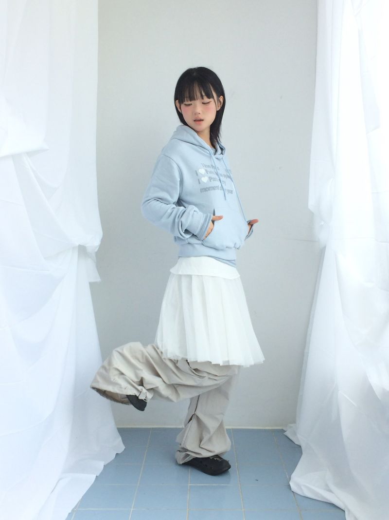 See-through curve layered skirt