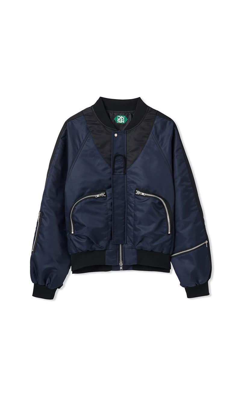 curved pocket bomber jacket