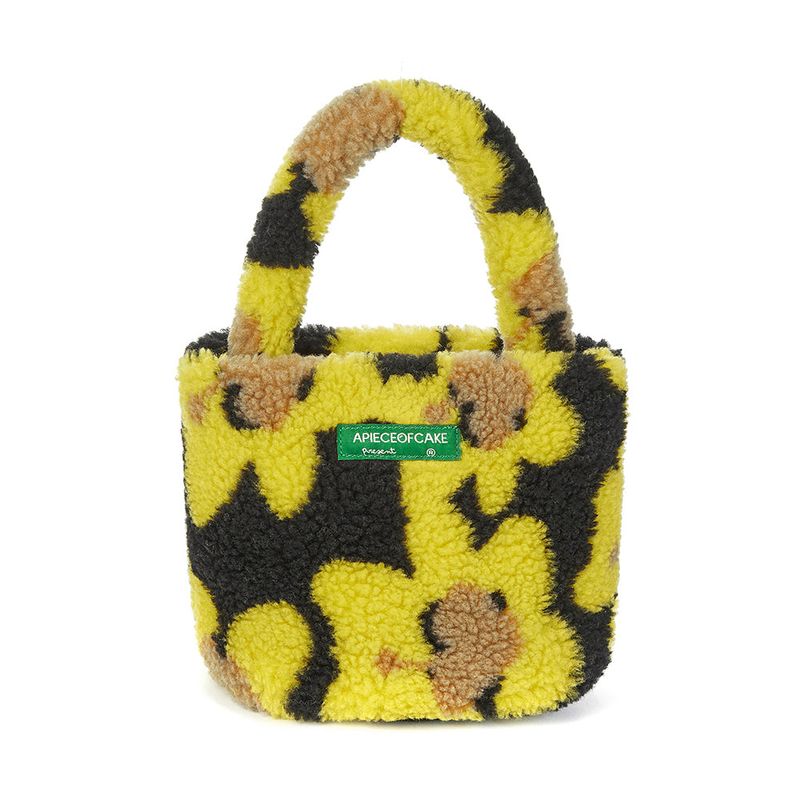 Flower Bear Fluffy Mini Bag_Black