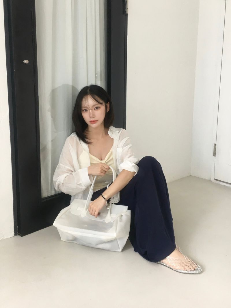 Airy Shell See-Through Shirt (7c)