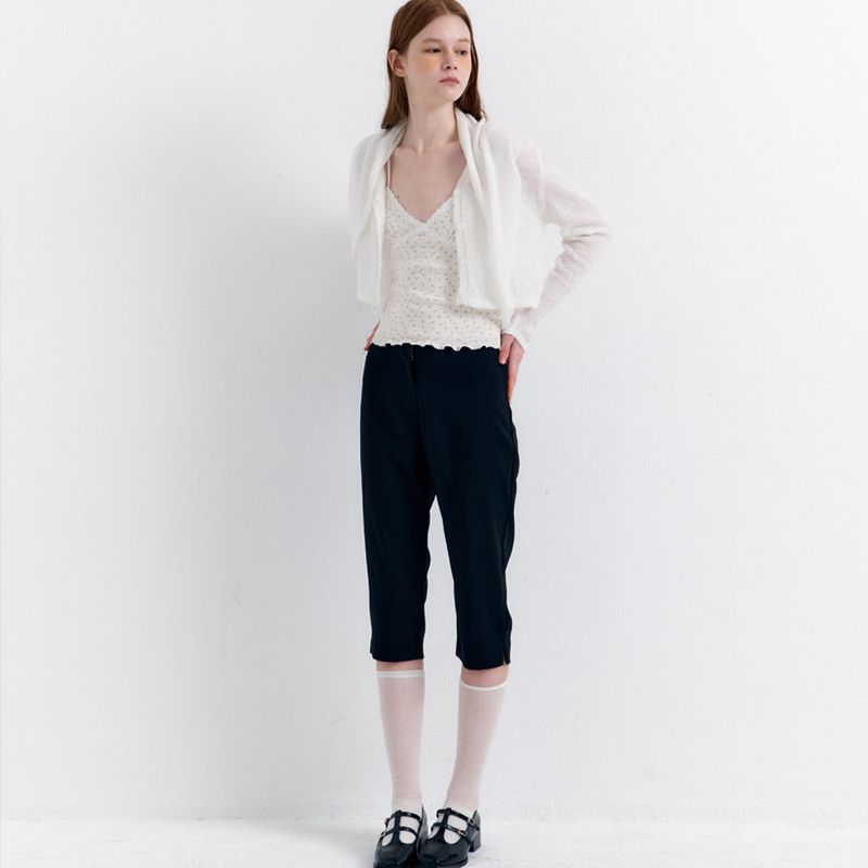 Scarf Set Cropped Knit Cardigan_Ivory