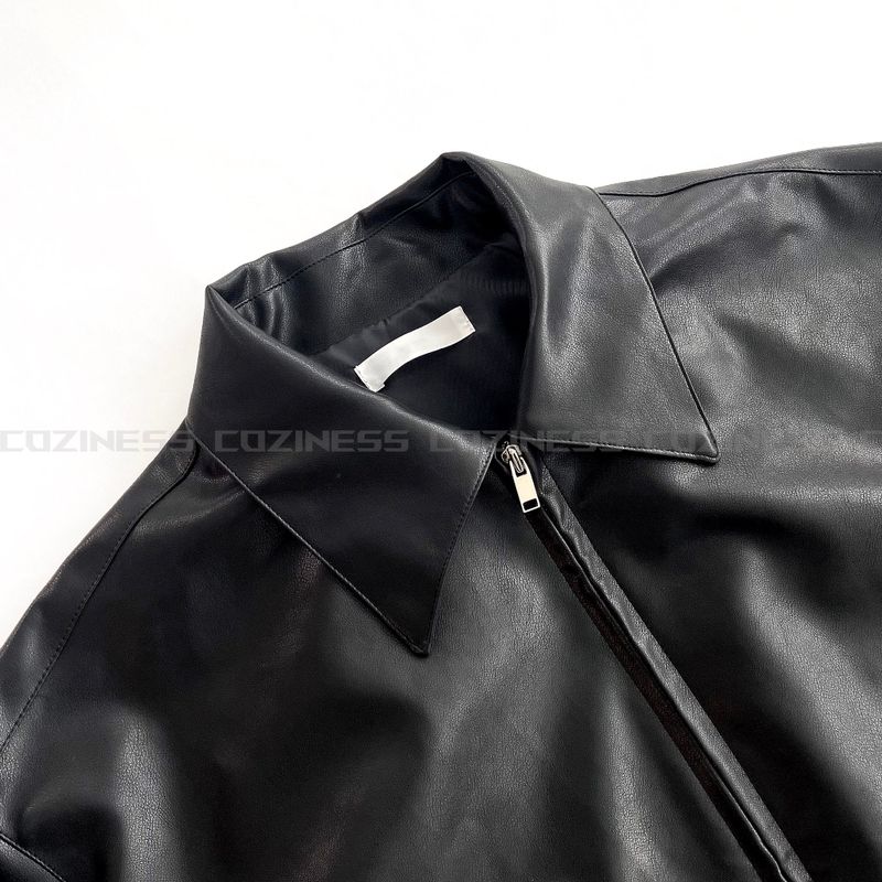 UI leather cropped jacket