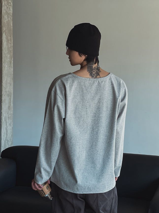 Neutral Basic U-Neck Long Sleeve T-Shirt