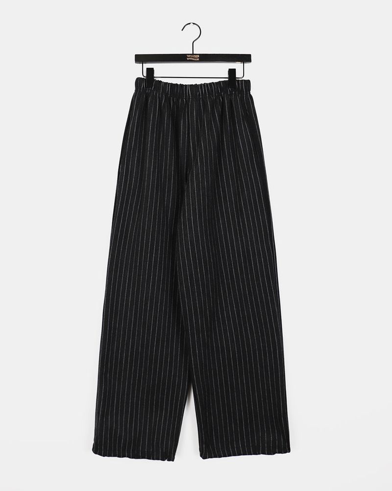 Mocken Stripe Wool Two-Way Wide Pants