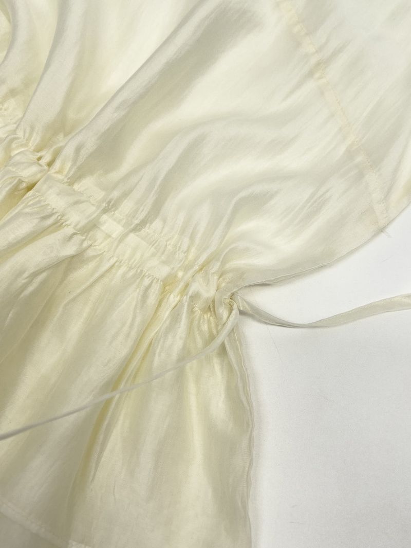 Tencel See-through Frill Sleeveless Blouse