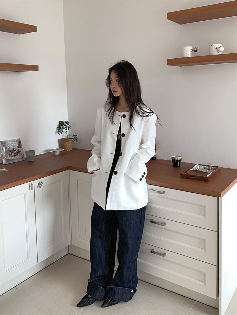 NON COLLAR LINEN JACKET (2C)