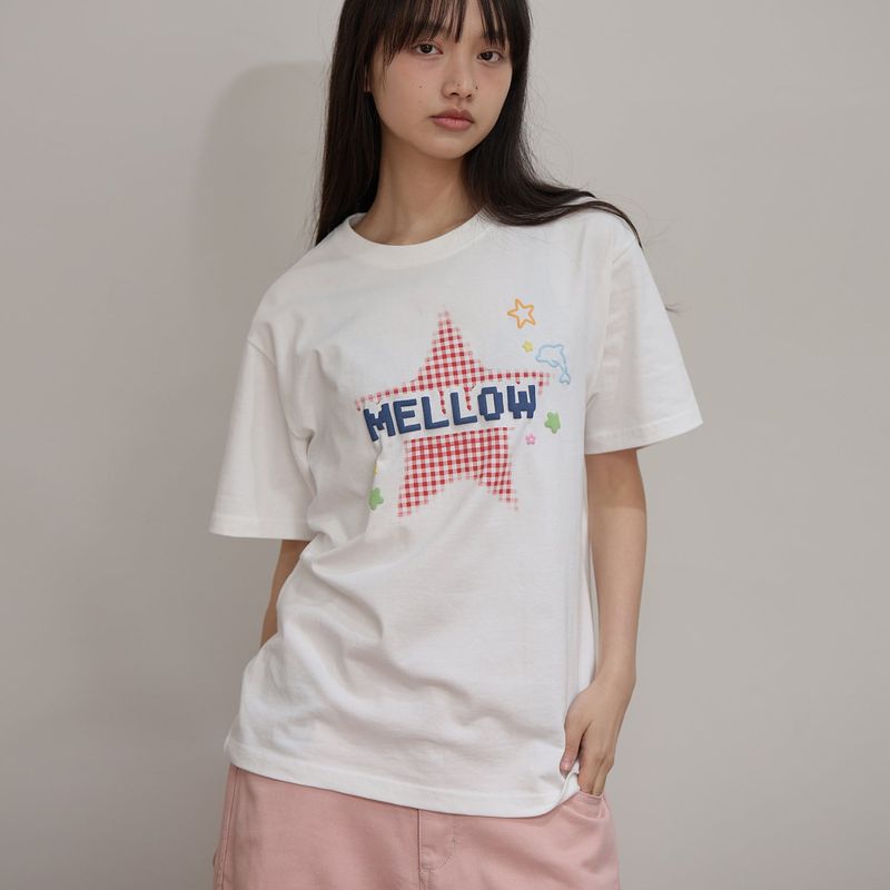 MELLOW Star Check Half T-shirt