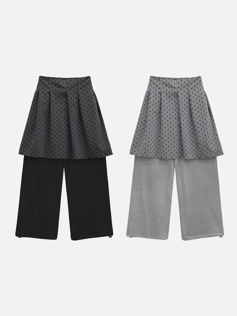 [Detachable] Dot Wrap Skirt Sweatpants (2c)