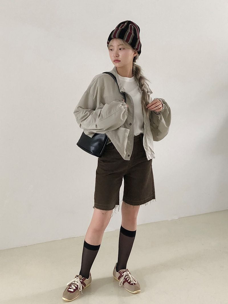 Loose fit nylon crop jk