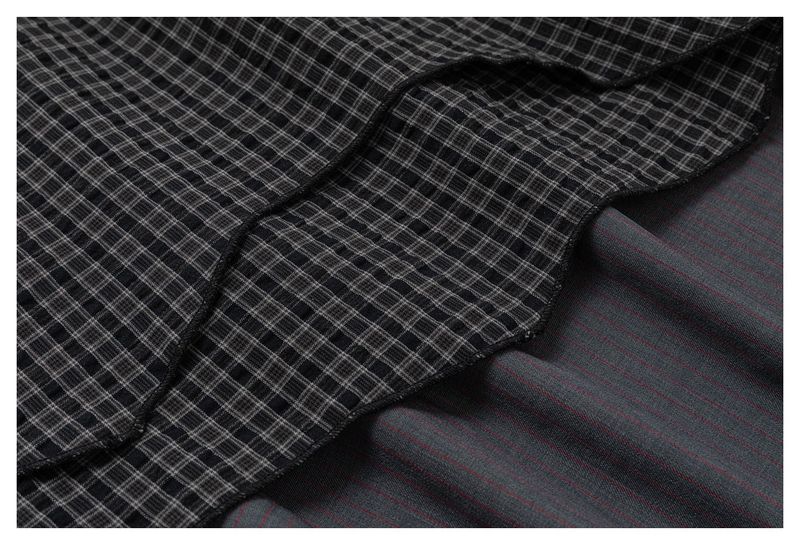 Y2K Layered Check Midi Skirt