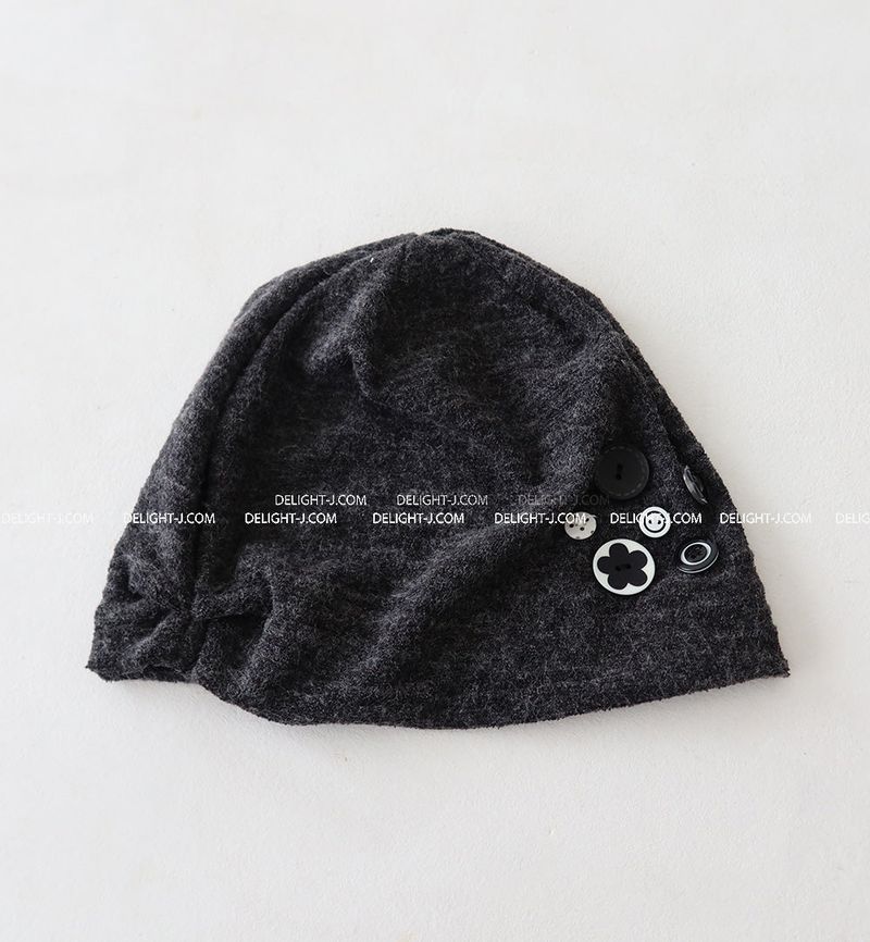 Kitchen button shirring drape beanie