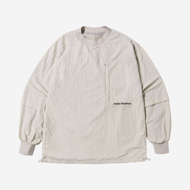 Nylon Zip Pocket Round Shirt - WHITE