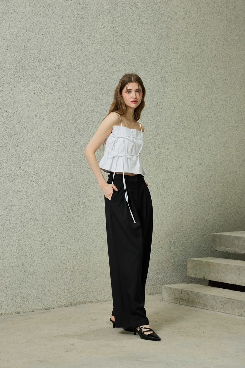 TOMO WIDE SLACKS / BLACK