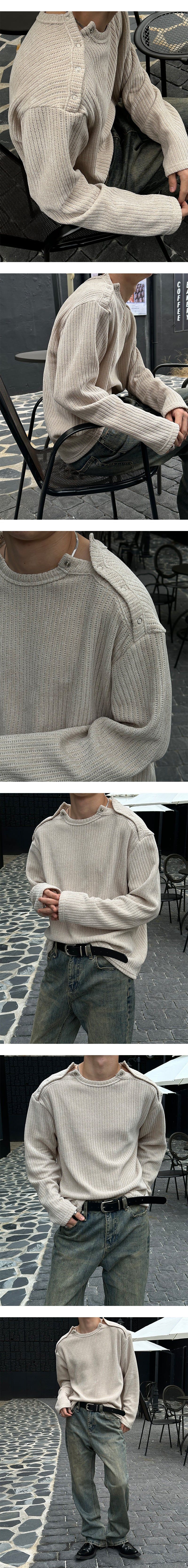  [Unisex] Double shoulder button knit(4color)