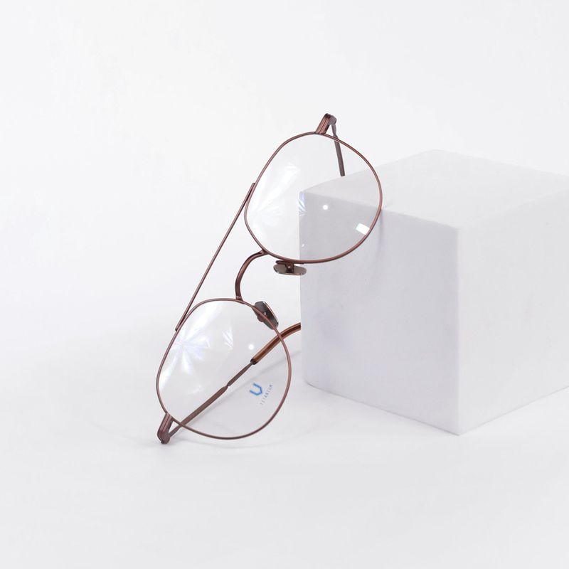 Knouun Round titanium glasses CODE. 101. C Pink Brown