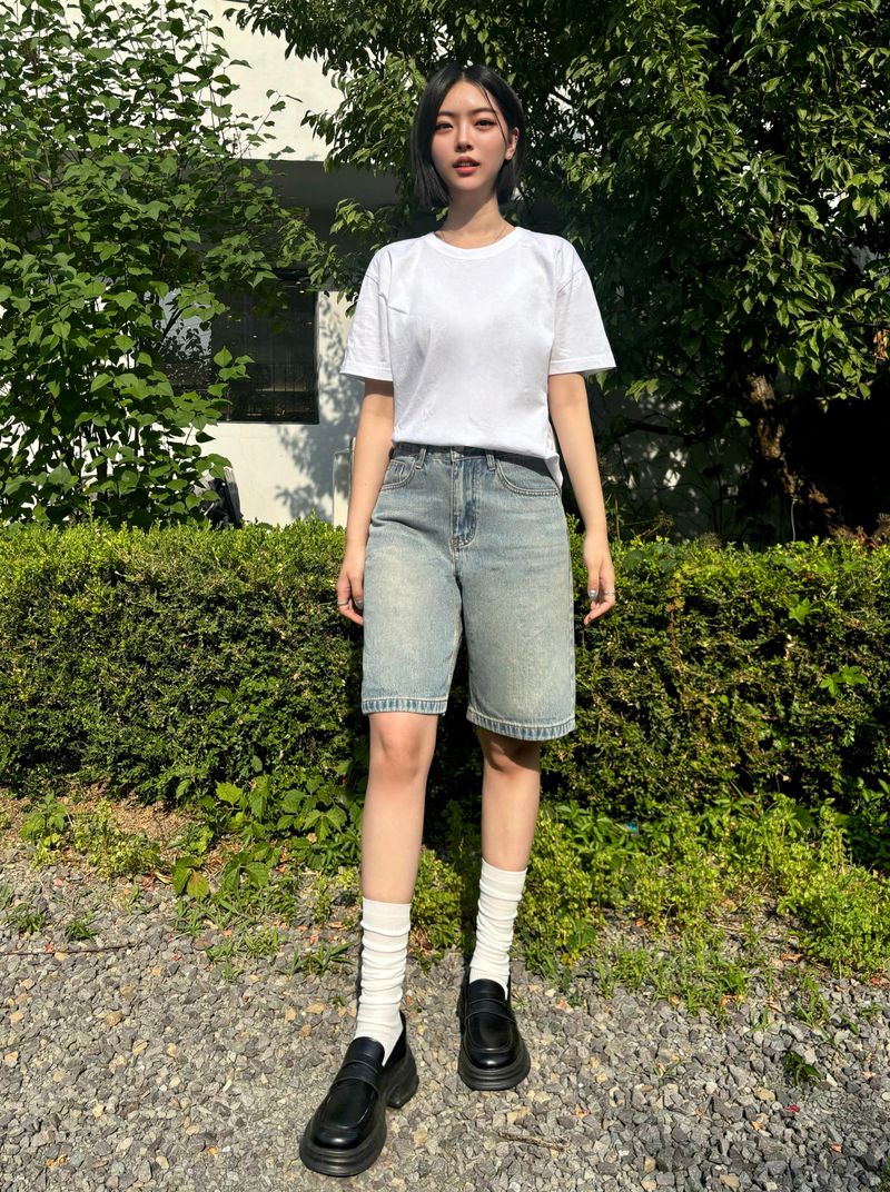 CLASSIC VINTAGE HALF-LENGTH DENIM PANTS code 18202