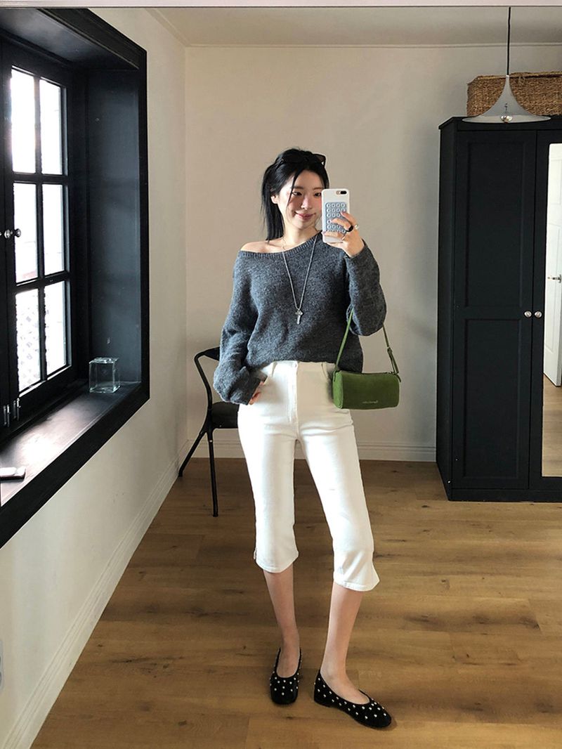 [MADE] CLIP SPAN SLIT BIKER CAPRI PANTS