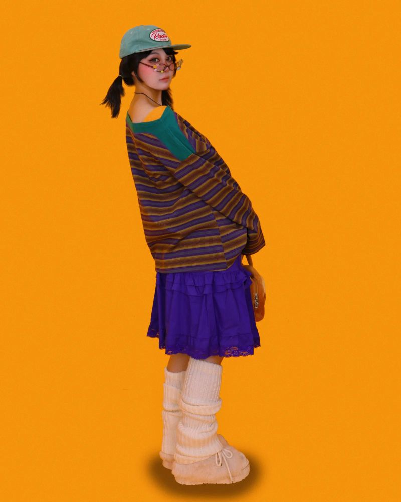 Aoi striped box long T (2color)