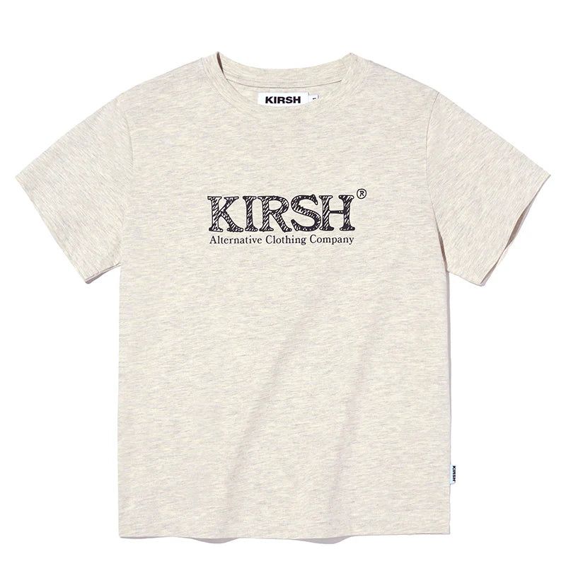 KIRSH(キルシー)の「UNI HAND DRAWING LOGO WORDING T-SHIRT - OAT MEAL (Tops)」