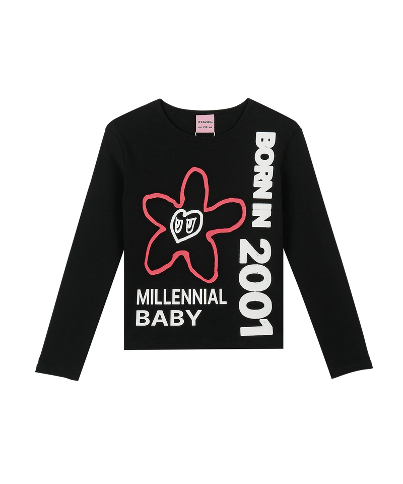 ITZAVIBE（イッザバイブ）の「FLOWER EYES 2001 T SHIRT - BLACK（Tops）」