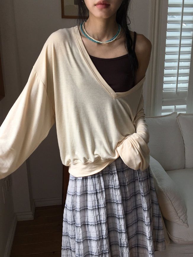 Luije Summer Check Shirring Flower Midi Banding Skirt