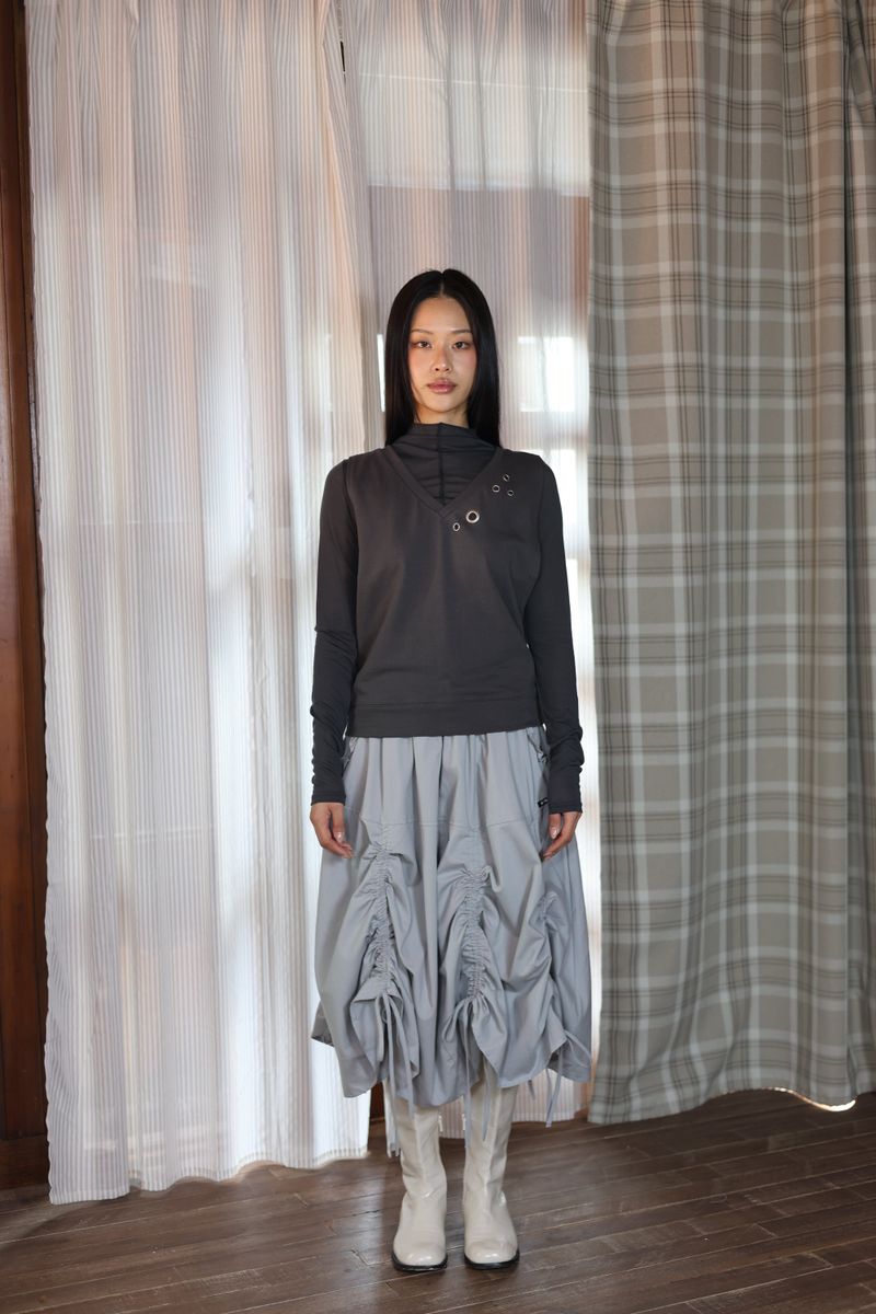 BFEEP（ビーピーピ）の「 drawn ruffle skirt_grey（Skirts）」
