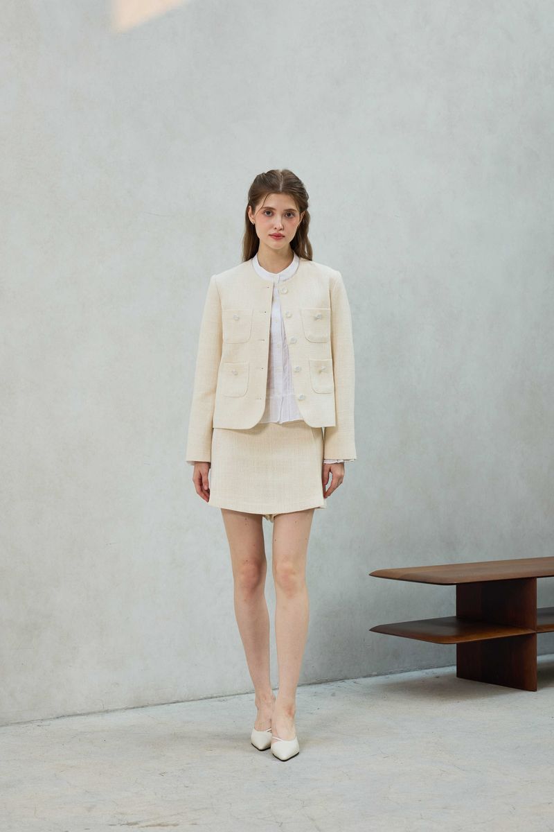 CHERISH TWEED SKIRT PANTS / WHITE