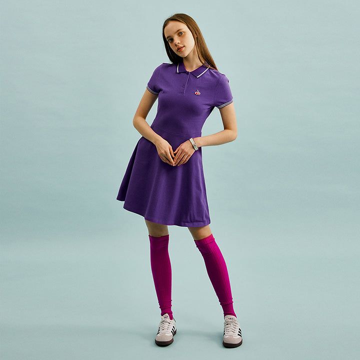 KIRSH（キルシー）の「SMALL CHERRY FLARED PIQUE DRESS [PURPLE]（Dresses）」