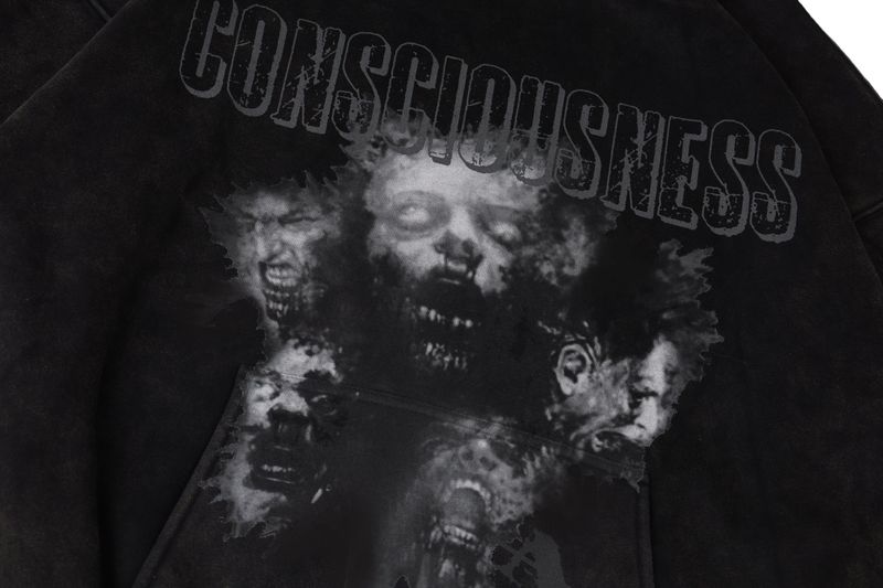 CONSCIOUS X COMA  アシッドウォッシングフードル