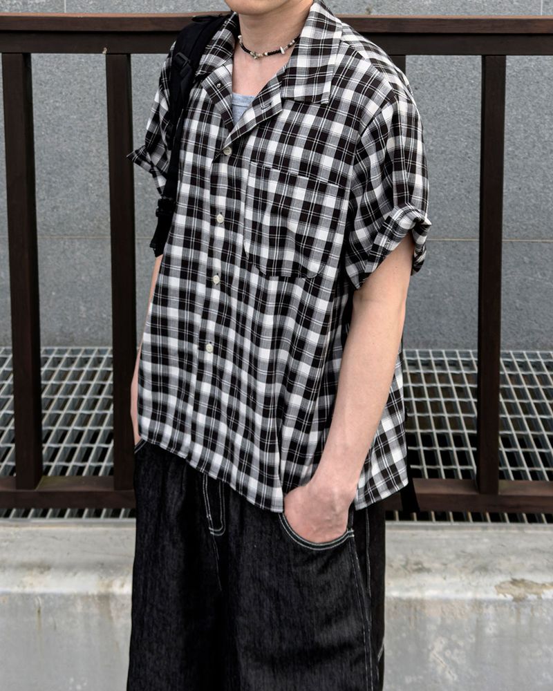 Rendro Square Check Half Shirt