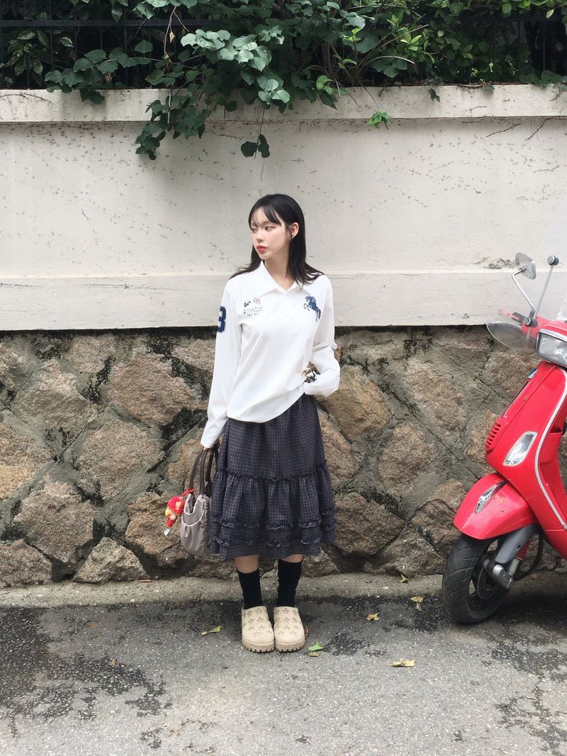 Ello Check Frill Midi Skirt (2c)