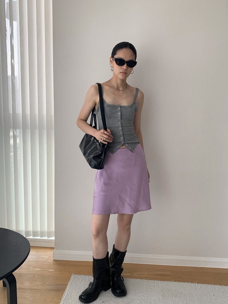 color silk flare midi skirt