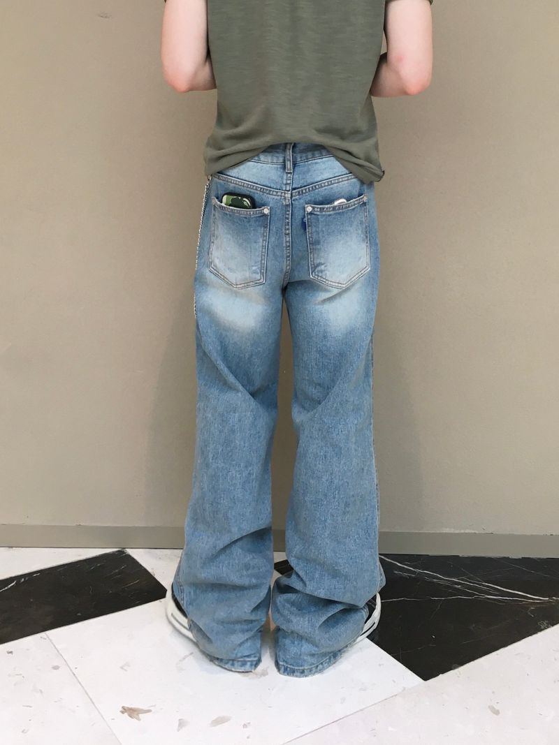Saltine Semi-Flare Washed Denim Pants