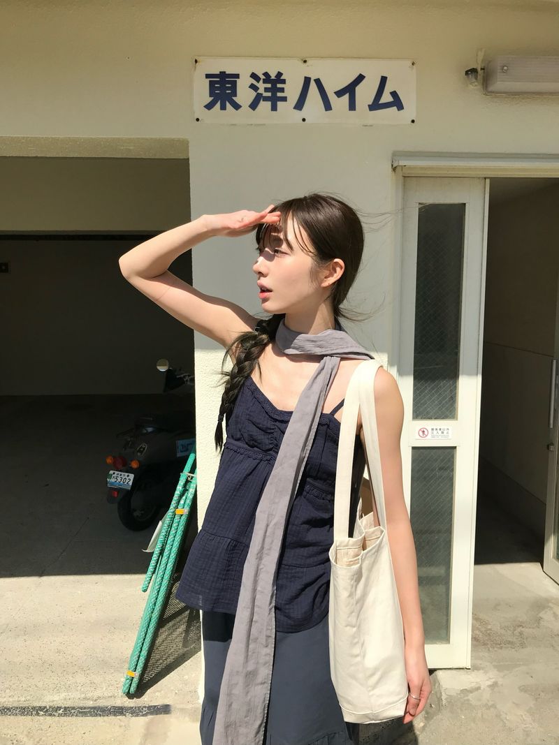 HASTA（ハスタ）の「Boho Shirring Sleeveless (Navy)（Tops）」