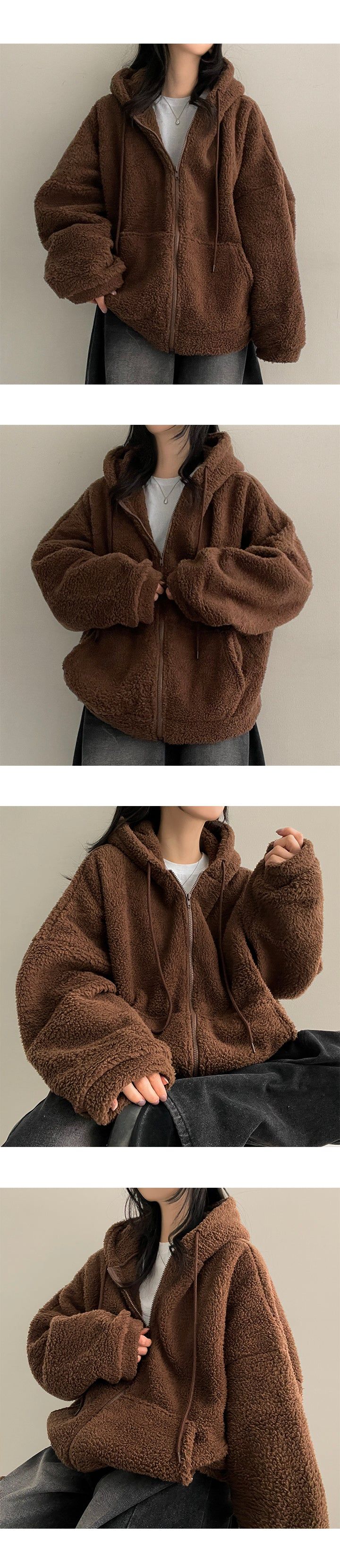 Mimoo soft wool hooded zip-up