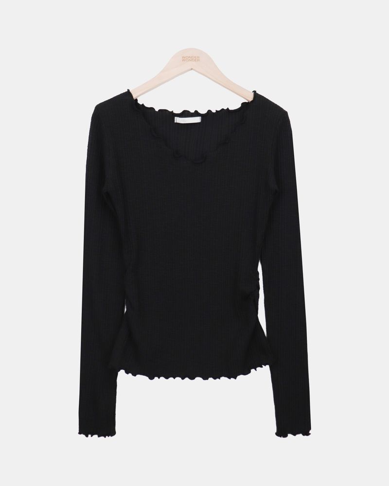 シャレル フリル Vネック ロングスリーブ Tシャツ
