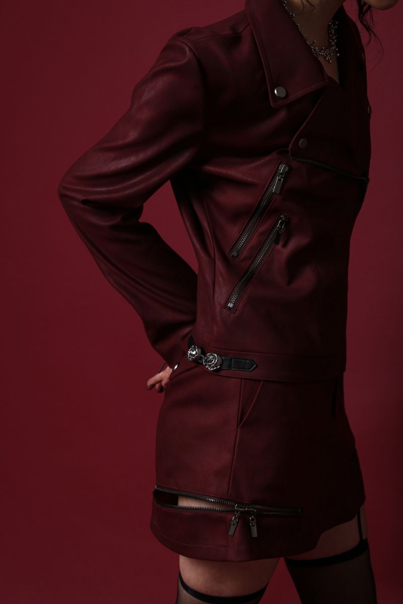 ANTIQUE ROSE SKIRT #SUEDE RED