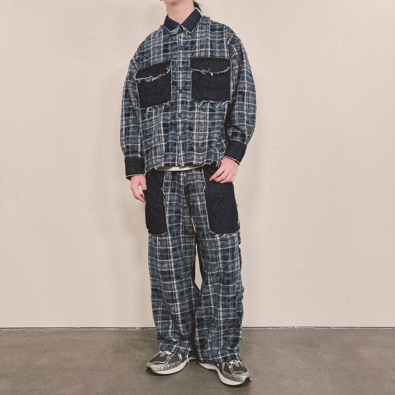 grunge burner check shirt_blue