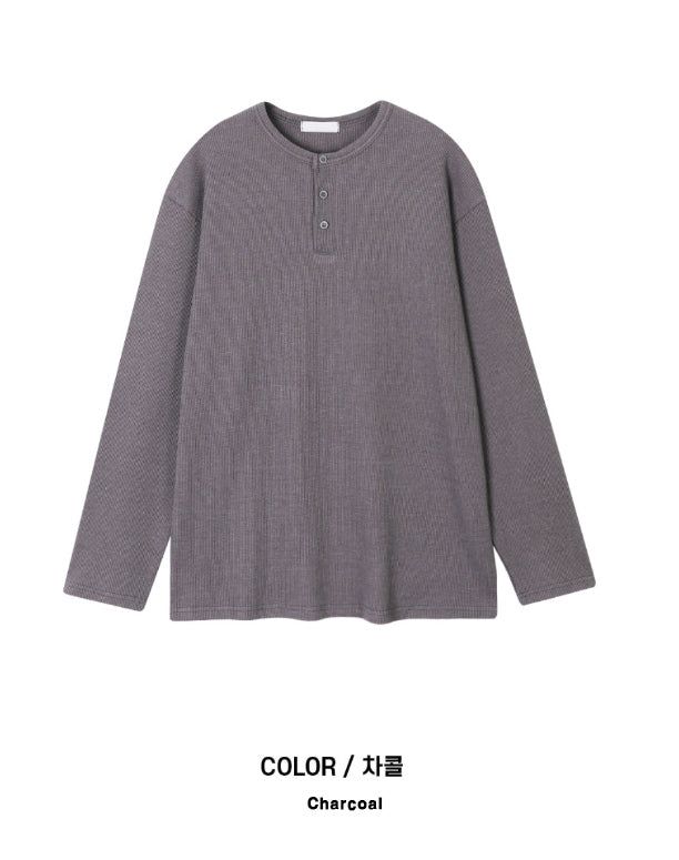 Kitsa Henley Neck Waffle T-Shirt
