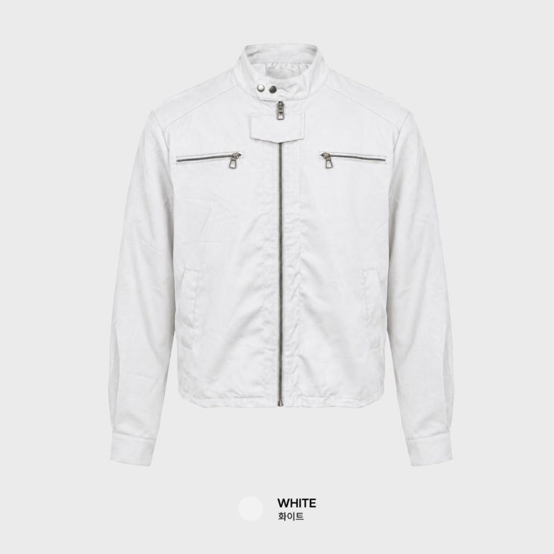 Look First Utility Stand Collar Zip-Up Biker Jacket