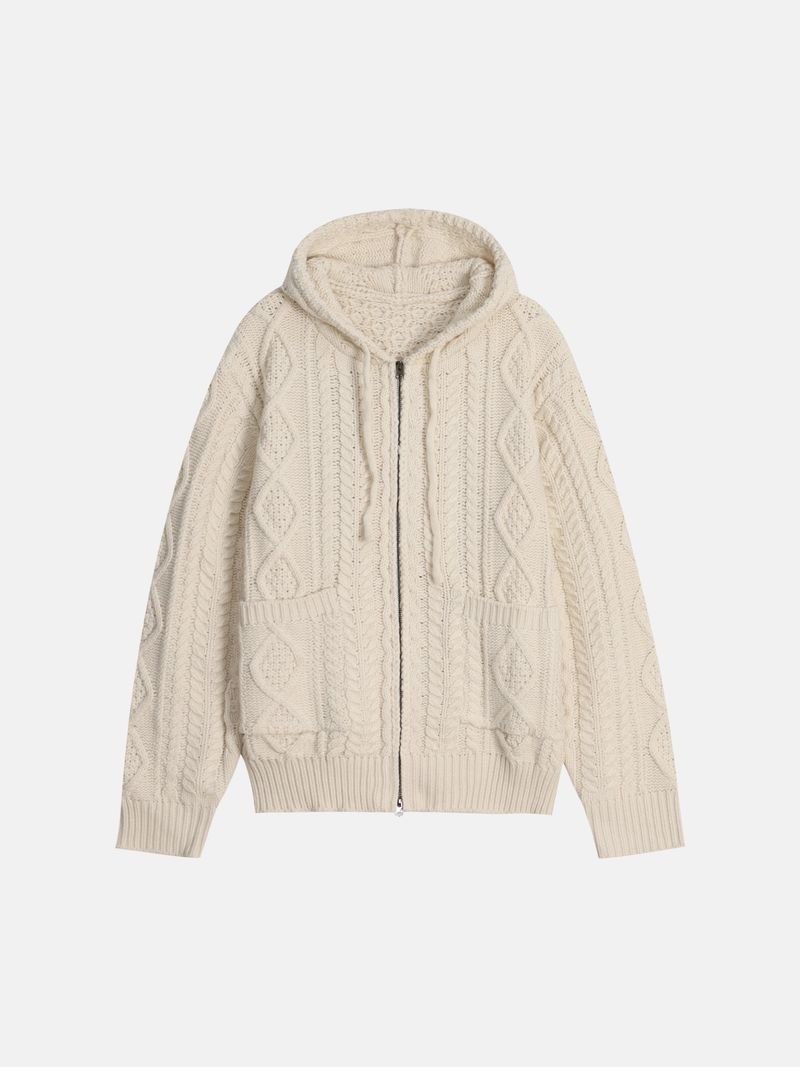 Heart knit zip-up