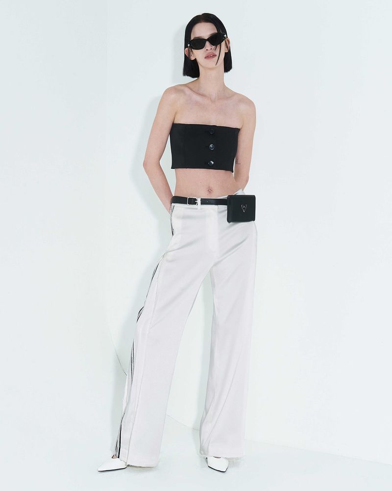 Raw Edge Button Tube Top _ Black